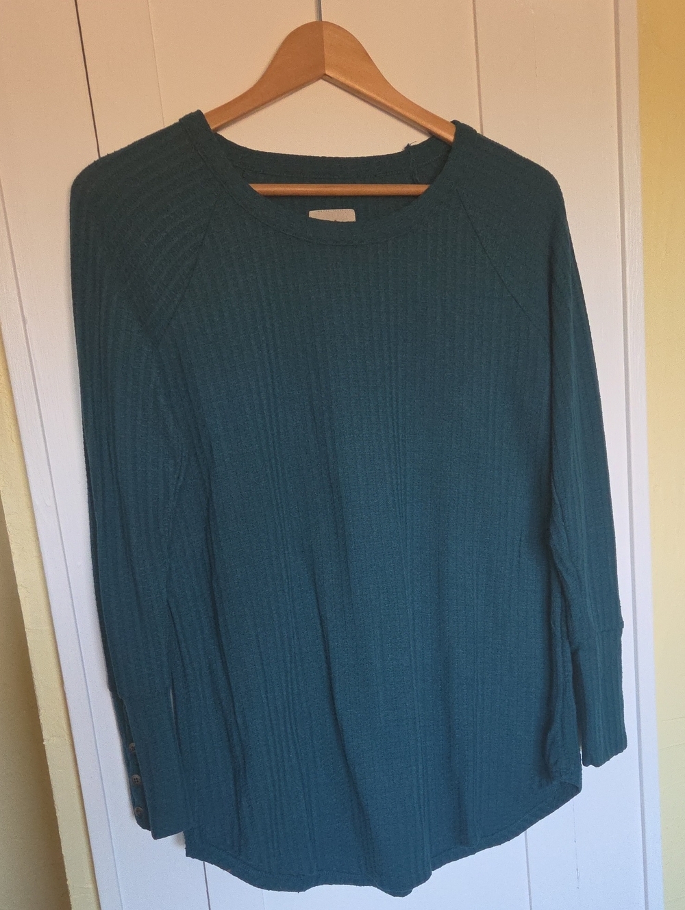 Chaser Teal Green Textured Thermal Long Sleeve Size L